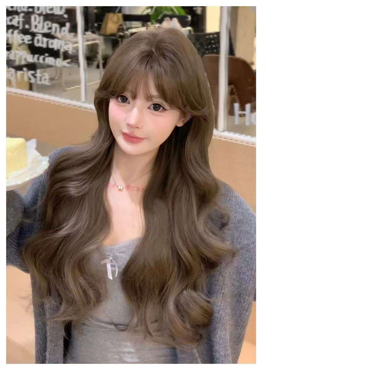 Heart Female Pure Desire Big Wave Curly Hair Full Top Wig Long Curls