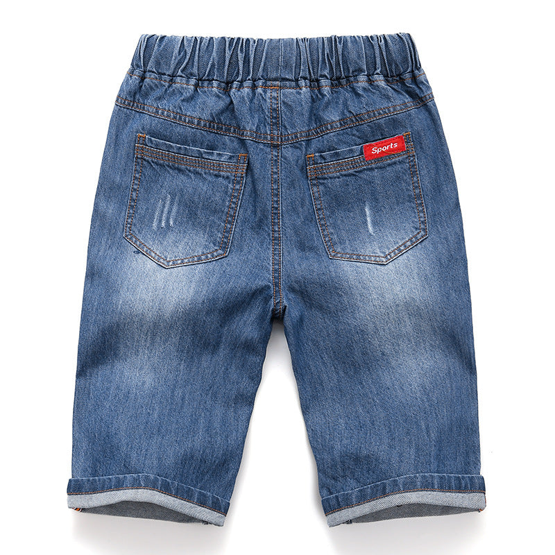 Children's Summer Boy's Denim Shorts Middle Big Cropped Children's Pants