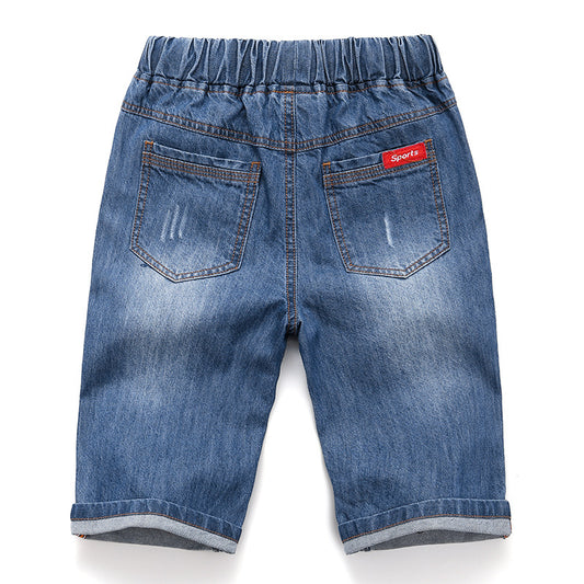 Children's Summer Boy's Denim Shorts Middle Big Cropped Children's Pants