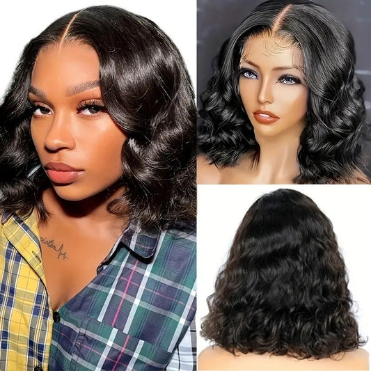 Women's Fashion Forehead Lace Big Wave Medium Wig Short Curly Hair