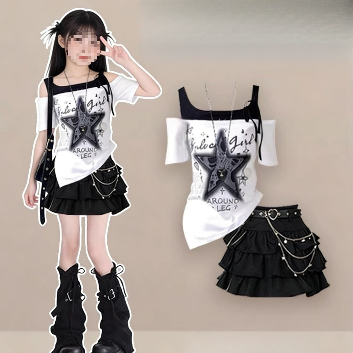 Summer T-shirt Fashion Cake Dress Cool Children's Suit