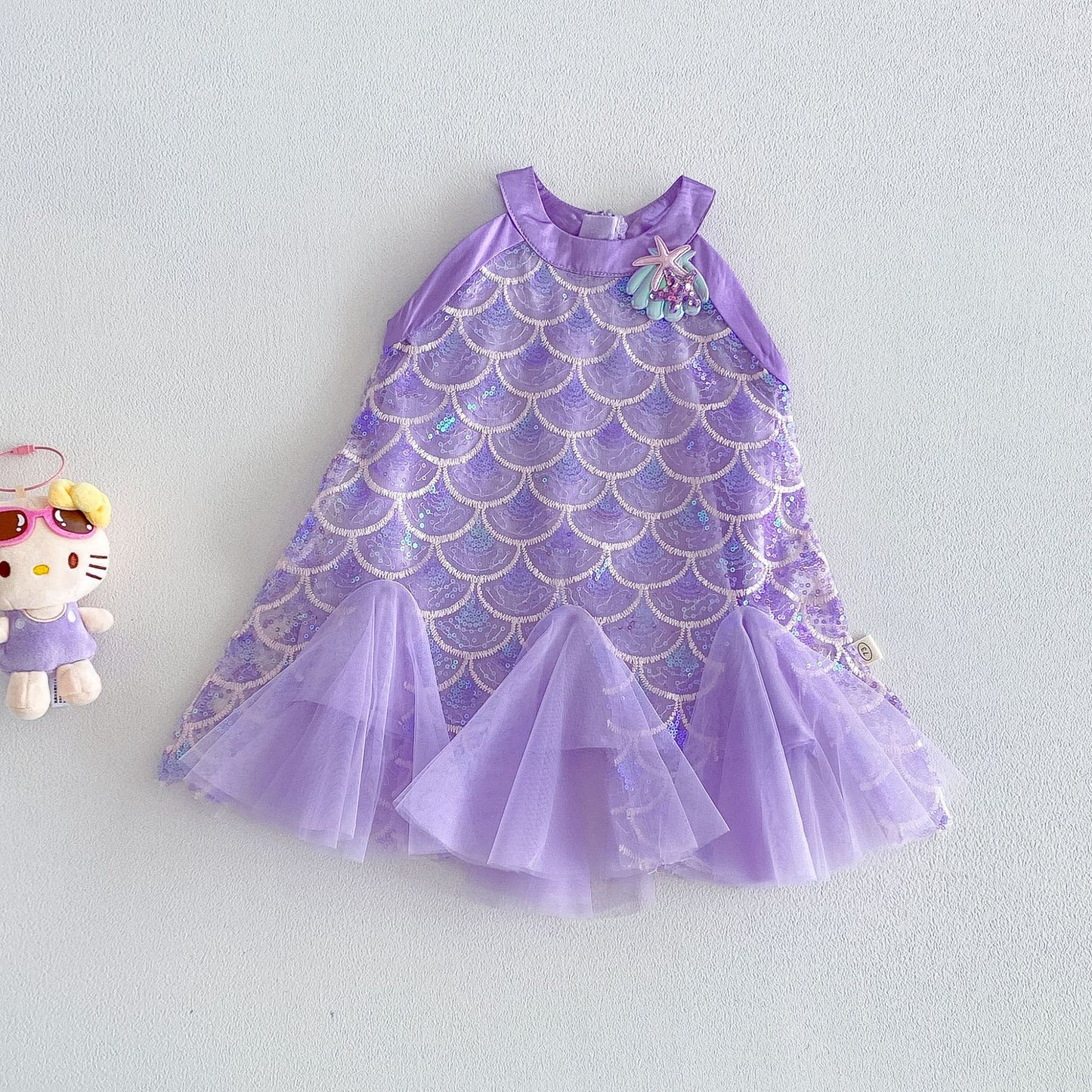 Children's Mermaid Summer Western Style Sequin Gauze Princess Children's Dress