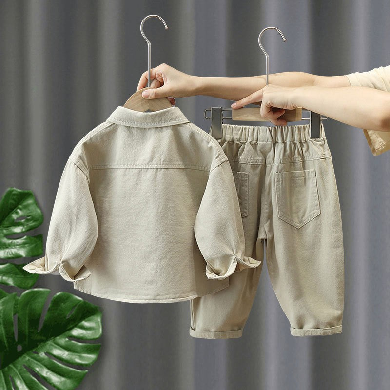 Children's Handsome Solid Color Two-piece Toddler Clothes Children's Suit