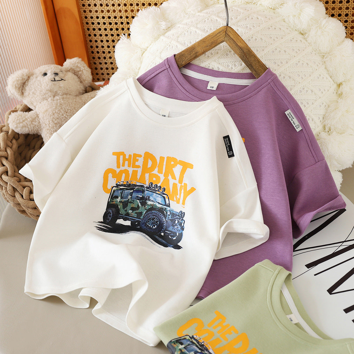 Children's Short-sleeved Medium Large Round Neck Top Cotton Clothes Children's T-shirt