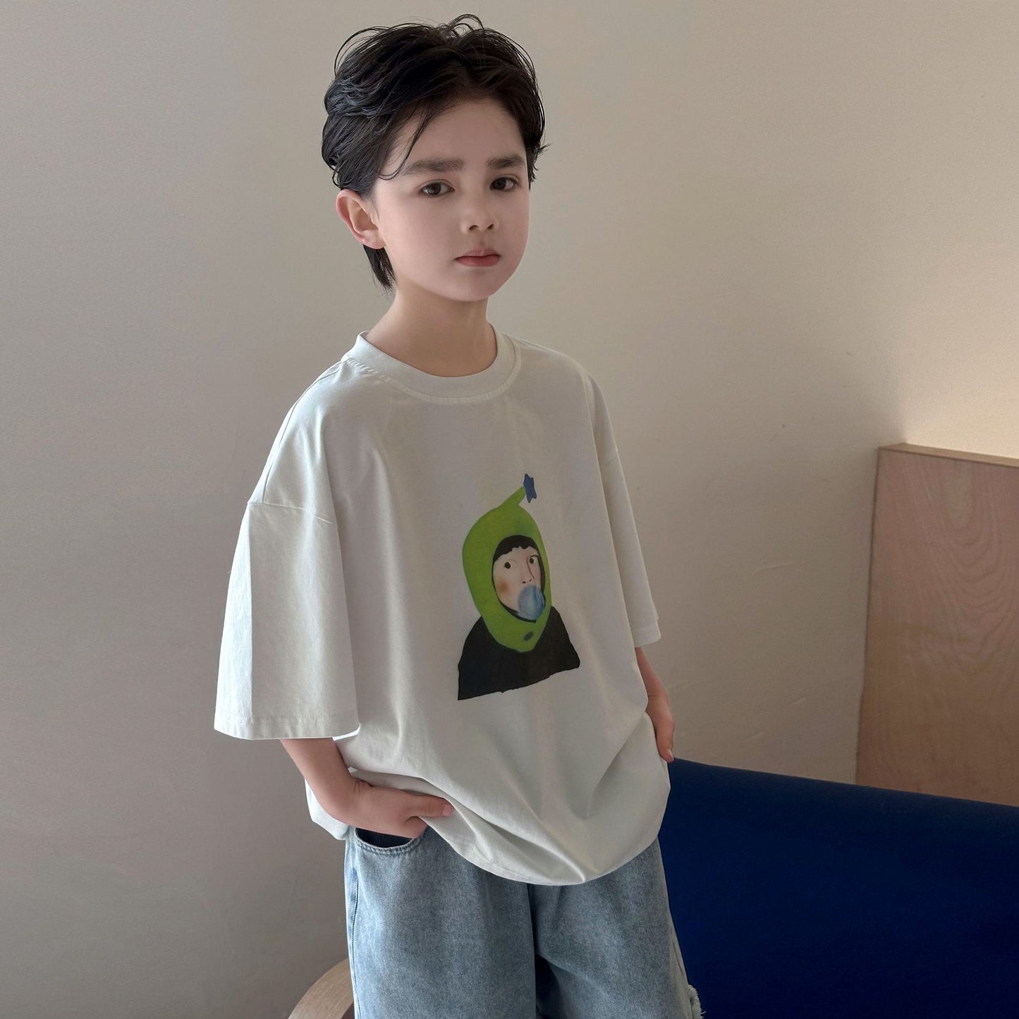 Children's Comfort Casual Half-length Sleeves Top Printed Children's T-shirt