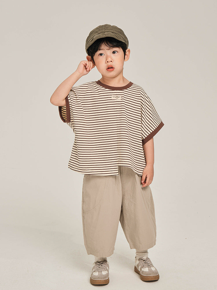 Children's Short-sleeved Summer Striped Half Sleeve Top Children's T-shirt