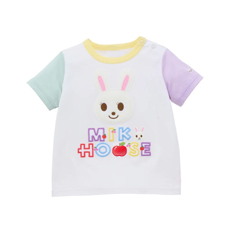 Children's Clothing Style Boy Cartoon Little Bear Rabbit Letter Embroidered Children's T-shirt