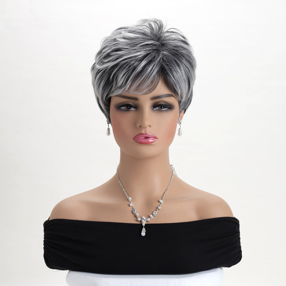 Women's Fashion Realistic Head Cover Side Bangs Wig Short Curly Hair