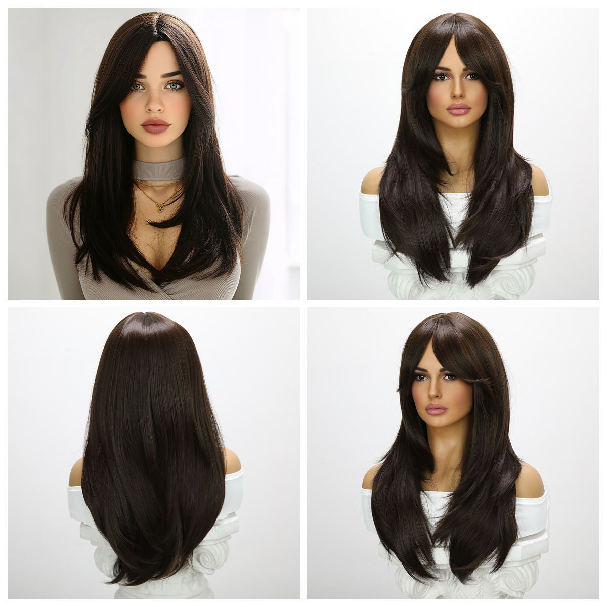 Bangs Gradient Hair High Quality Natural Long Straight Wig