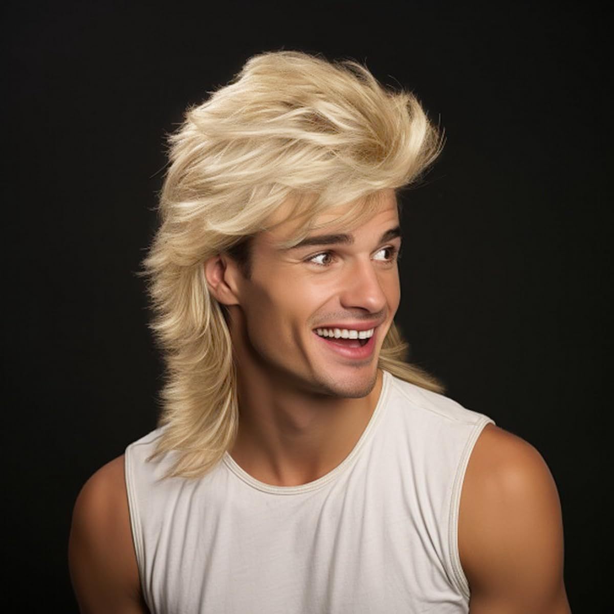 Men's Fancy Party Dress Up Props Golden Men's Wig