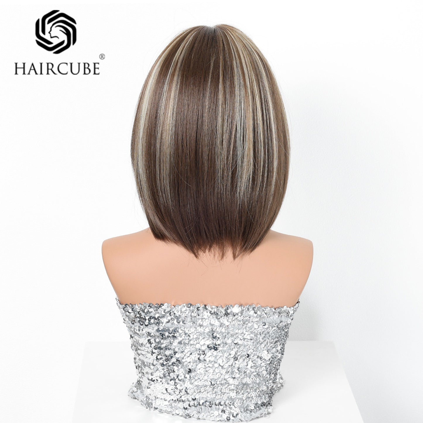 Bangs Elegant Female Wave Shoulder Dark Brown Natural Summer Breathable Wig Short Straight Hair