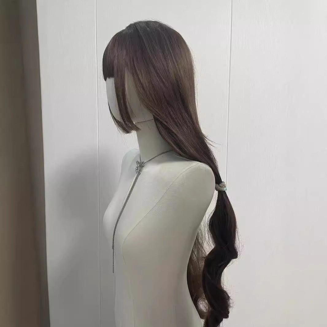 Hair Full Top Natural Less Radish Wig Long Curls