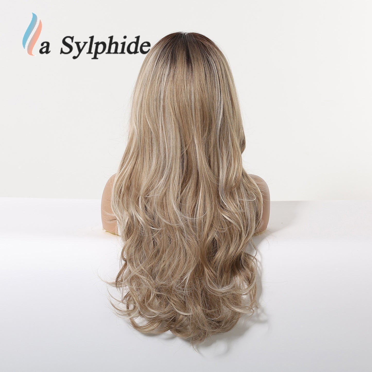 Women's Mid-length Bangs Gray White Head Cover Chemical Fiber Curly Hair Wig Long Curls