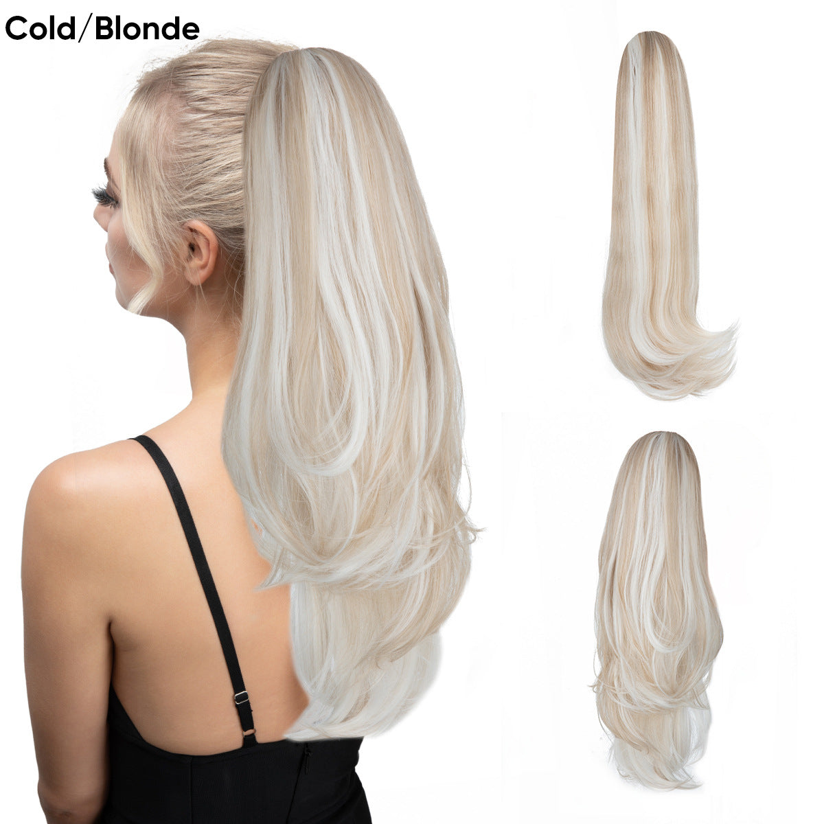 Women's Short Hair Chemical Fiber Height Natural Fluffy Long Curly Jaws Wig Ponytail