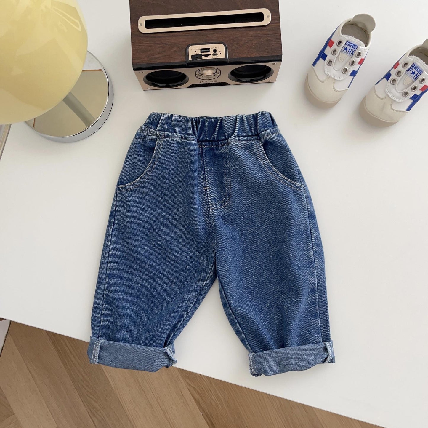 Children's Beautiful Jeans Fashionable Solid Color Soft Straight Children's Pants