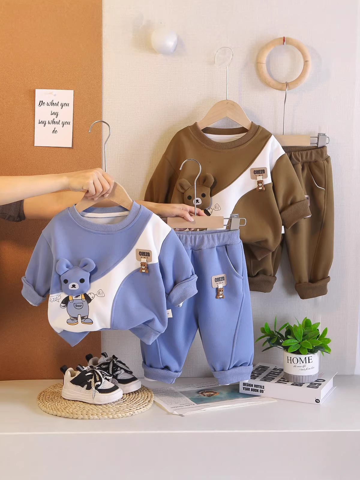 Children's Western Style Cartoon Long-sleeved Sweater Two-piece Children's Suit