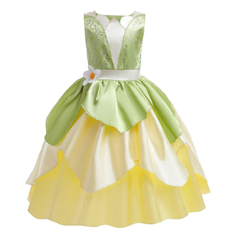 Princess Frog Sleeveless Green Summer Halloween Role Children's Dress