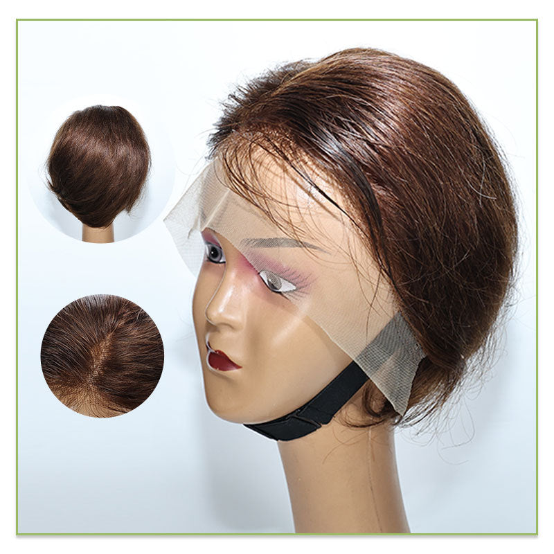 Full Black Head Natural Realistic Short Big Scalp Person Real Hair Wig