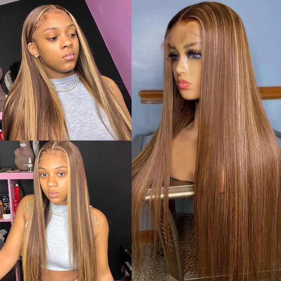 Graceful Durable Front Lace Head Cover Long Straight Wig