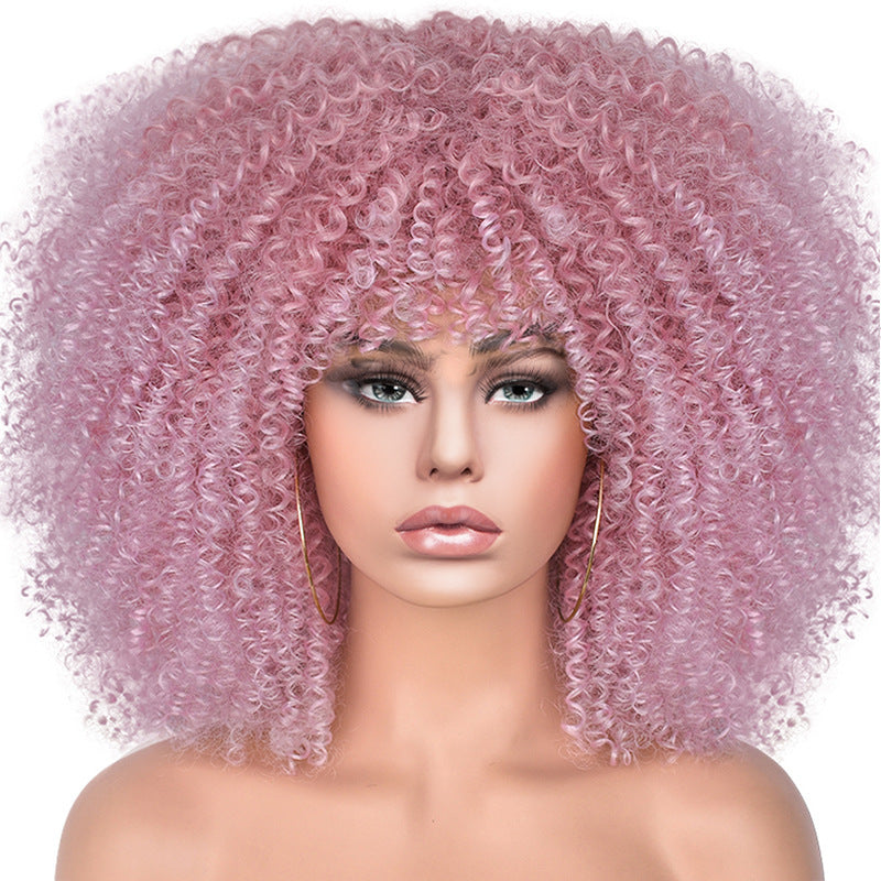 African Small Volume Fluffy Afro Head Cover Wig Short Curly Hair