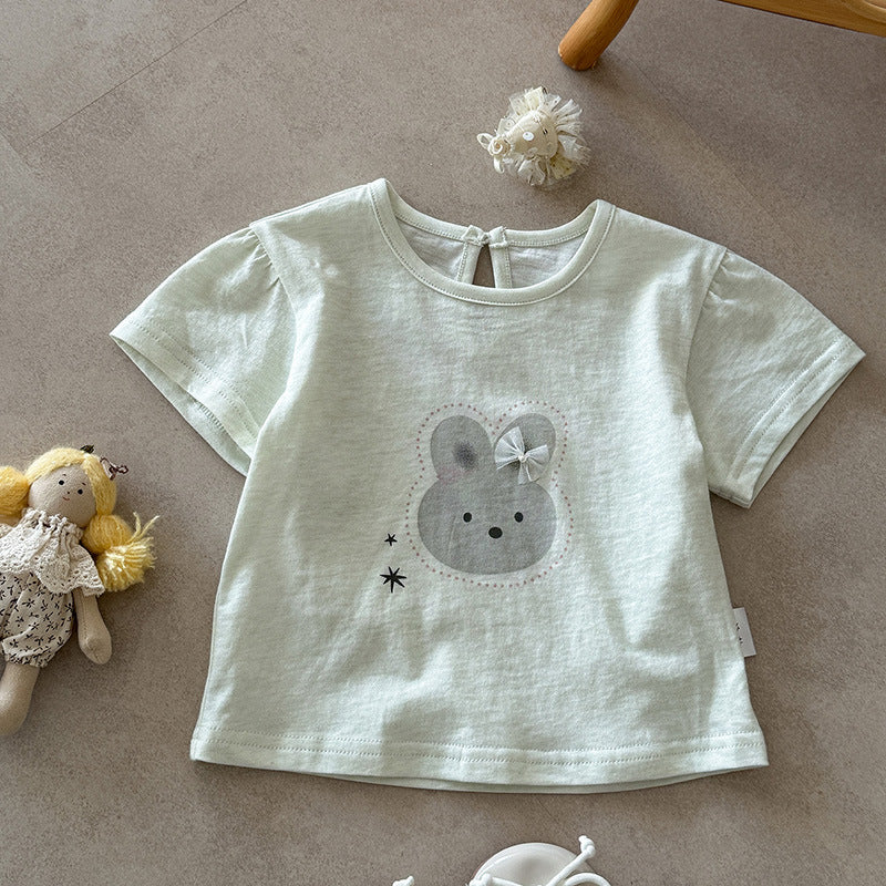 Cotton Thin Summer Cartoon Printed Short-sleeved Infant Outdoor Children's T-shirt
