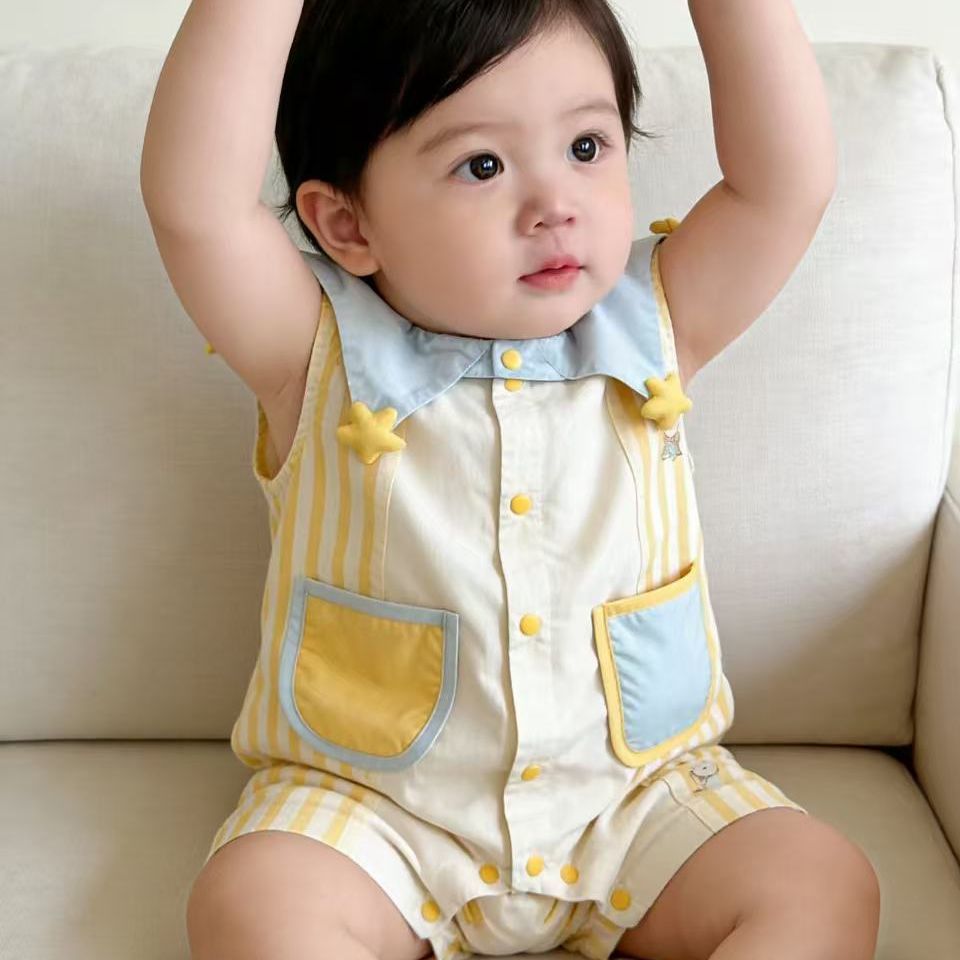 Female Born Clothes Cartoon Cute Jumpsuit Sleeveless Jumpsuit, Climbing Suit