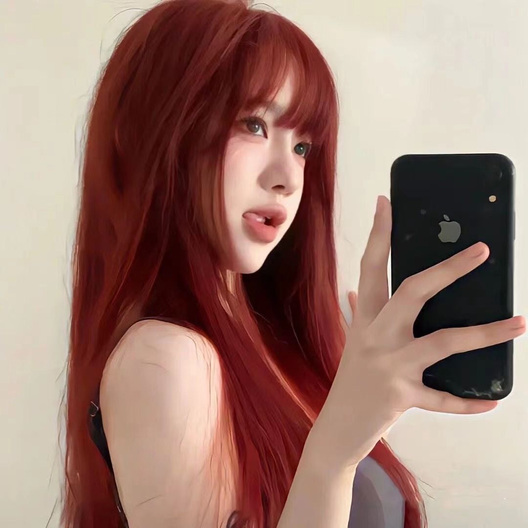Female Hair Temperament Rose Red Sea Long Straight Wig