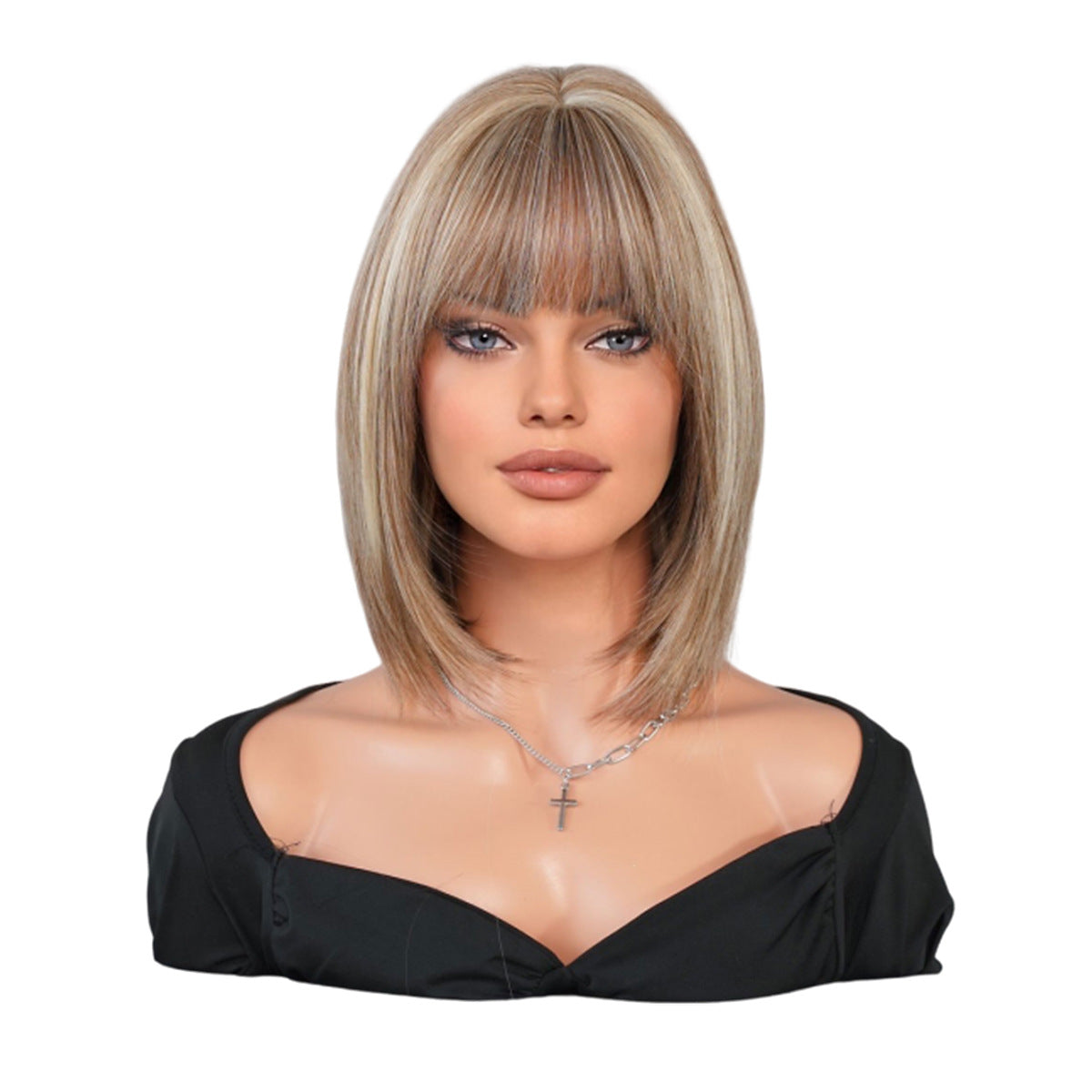 Women's Bangs Tea Brown Dyed Beige Fashion Headgear Inner Wig Short Straight Hair