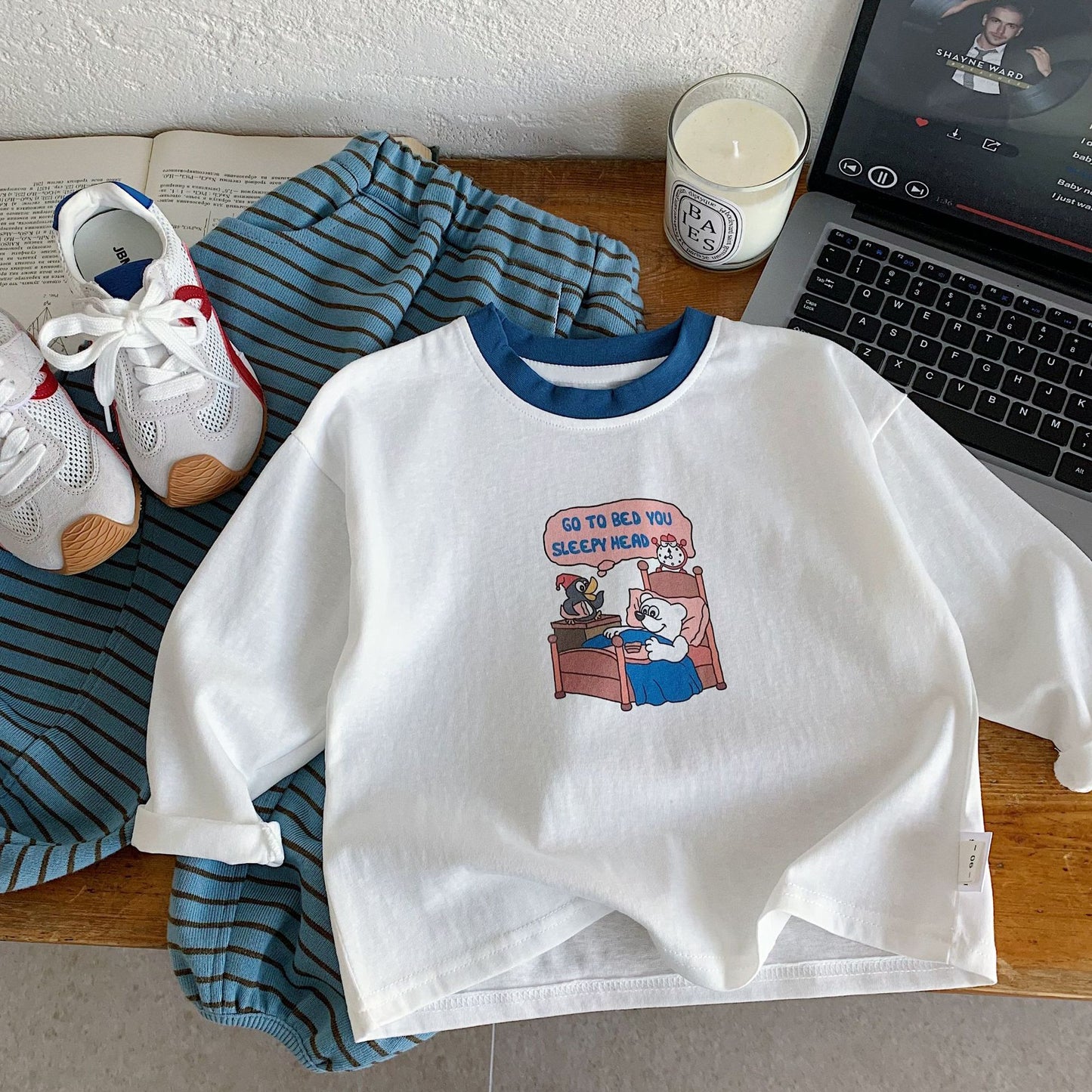 Children's Spring Cartoon Printed Pullover Bottoming Shirt Medium Large Long Sleeve Children's T-shirt