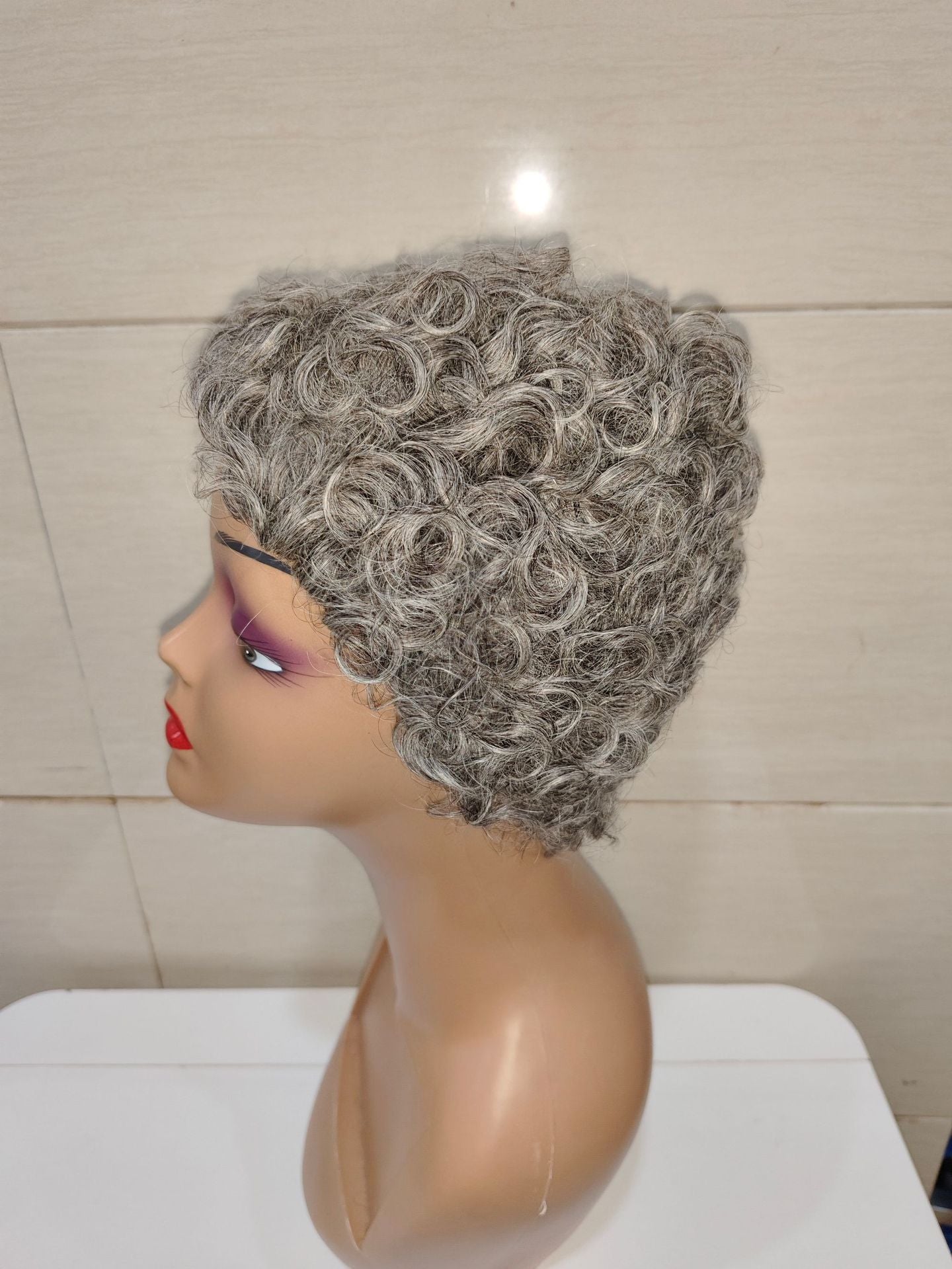 Trendy Creative Human Afro Curly Short Real Hair Wig