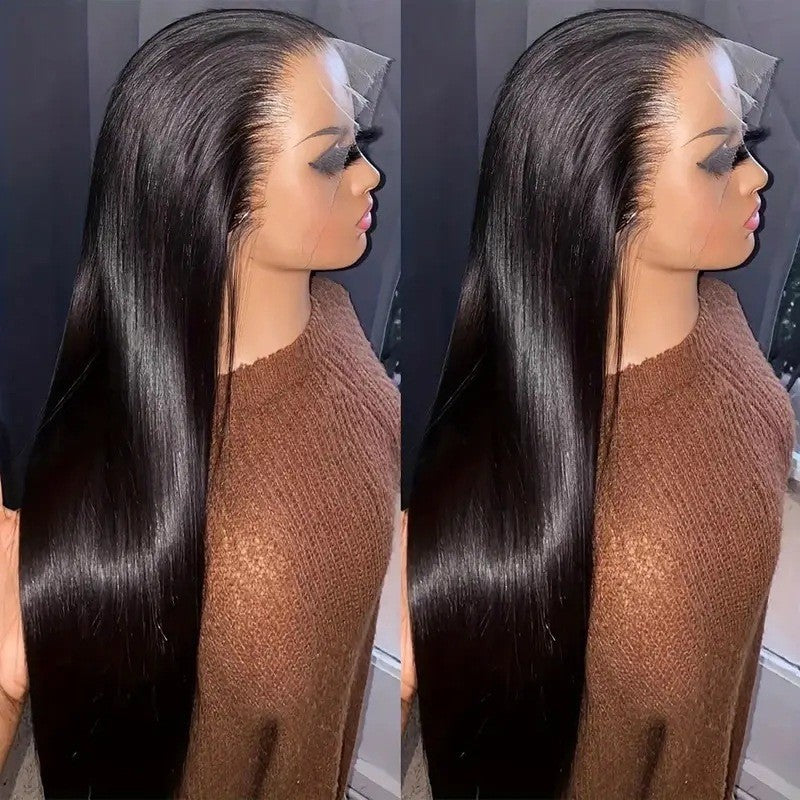 Popular Fashion Female Front Lace Middle Long Straight Wig