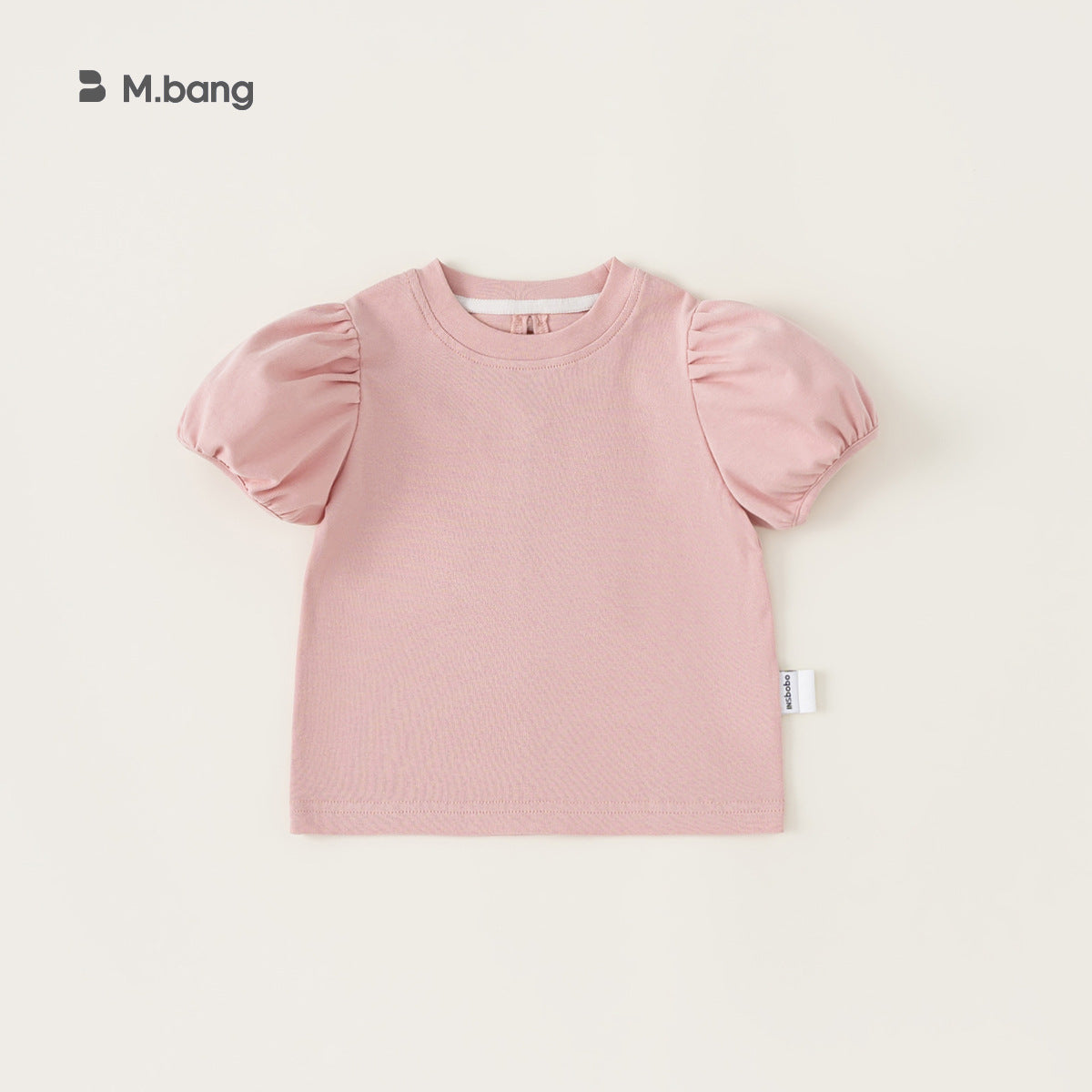 Children's Clothing Puff Sleeve Top Summer Sweet Solid Color Back Children's T-shirt