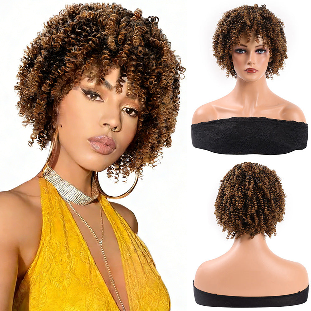 Small Volume Explosion Headgear Short Hair Band Wig Long Curls