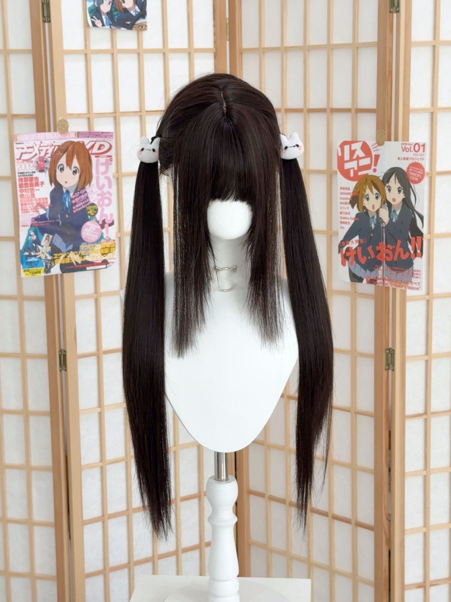 Rebel Honey Female Double Ponytail Daily Curly Hair Can Long Straight Wig