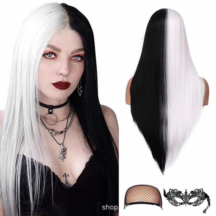 Women's Lace Wine Red Mid-length Fashion Synthetic Long Straight Wig