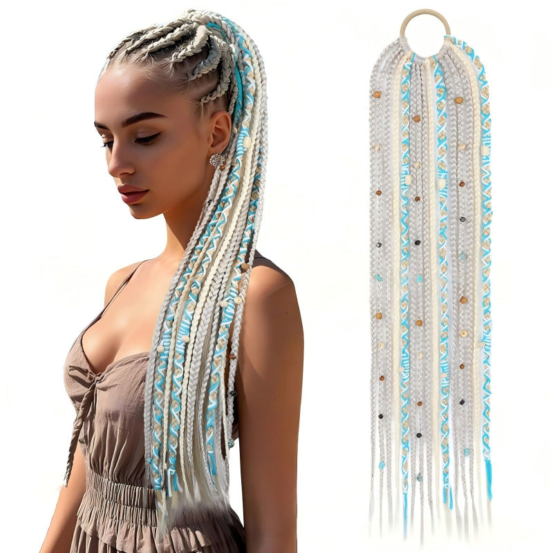 Horse Tail Beads Hand-woven Braid Hair Wig Ponytail