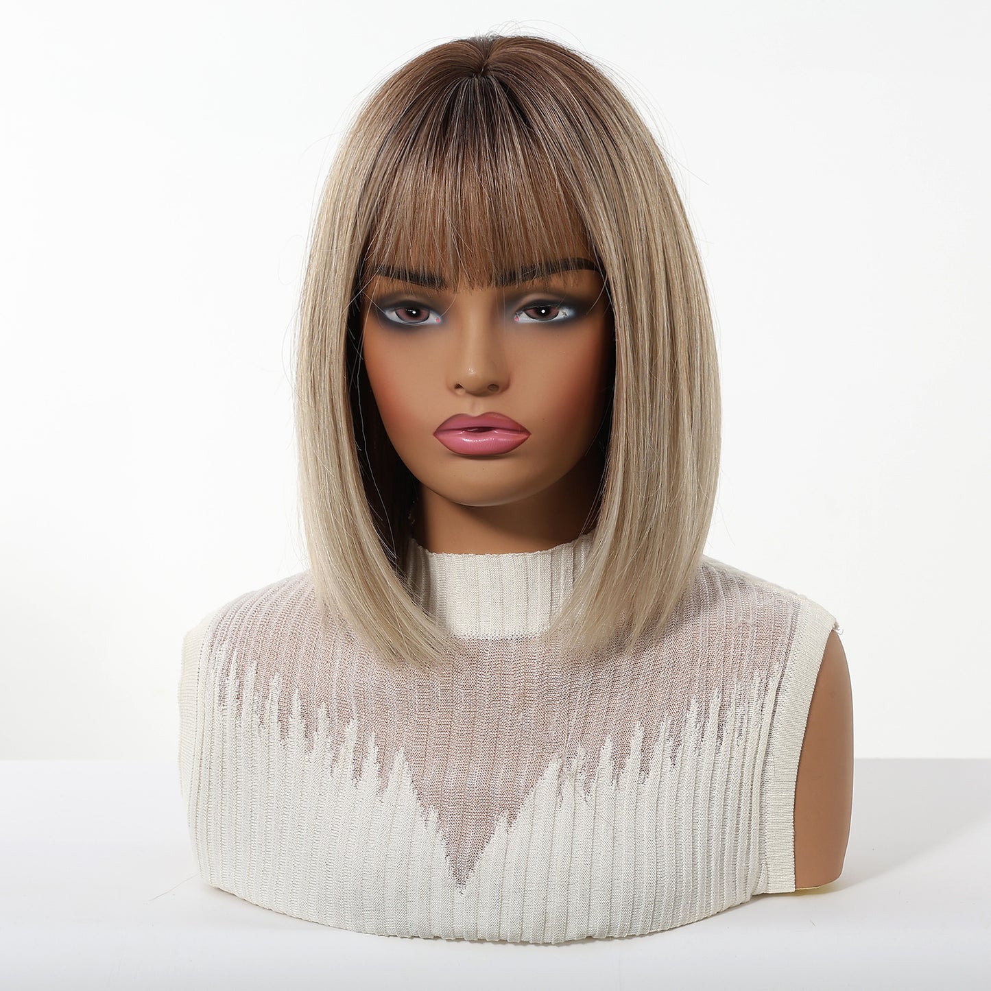 Female Summer Wave Head Clavicle Chemical Wig Short Straight Hair