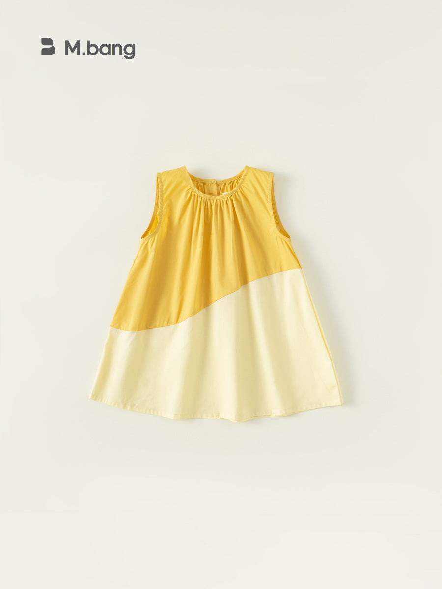 Children's Pastoral Style A- Line Skirt Color Matching Thin Sleeveless Children's Dress