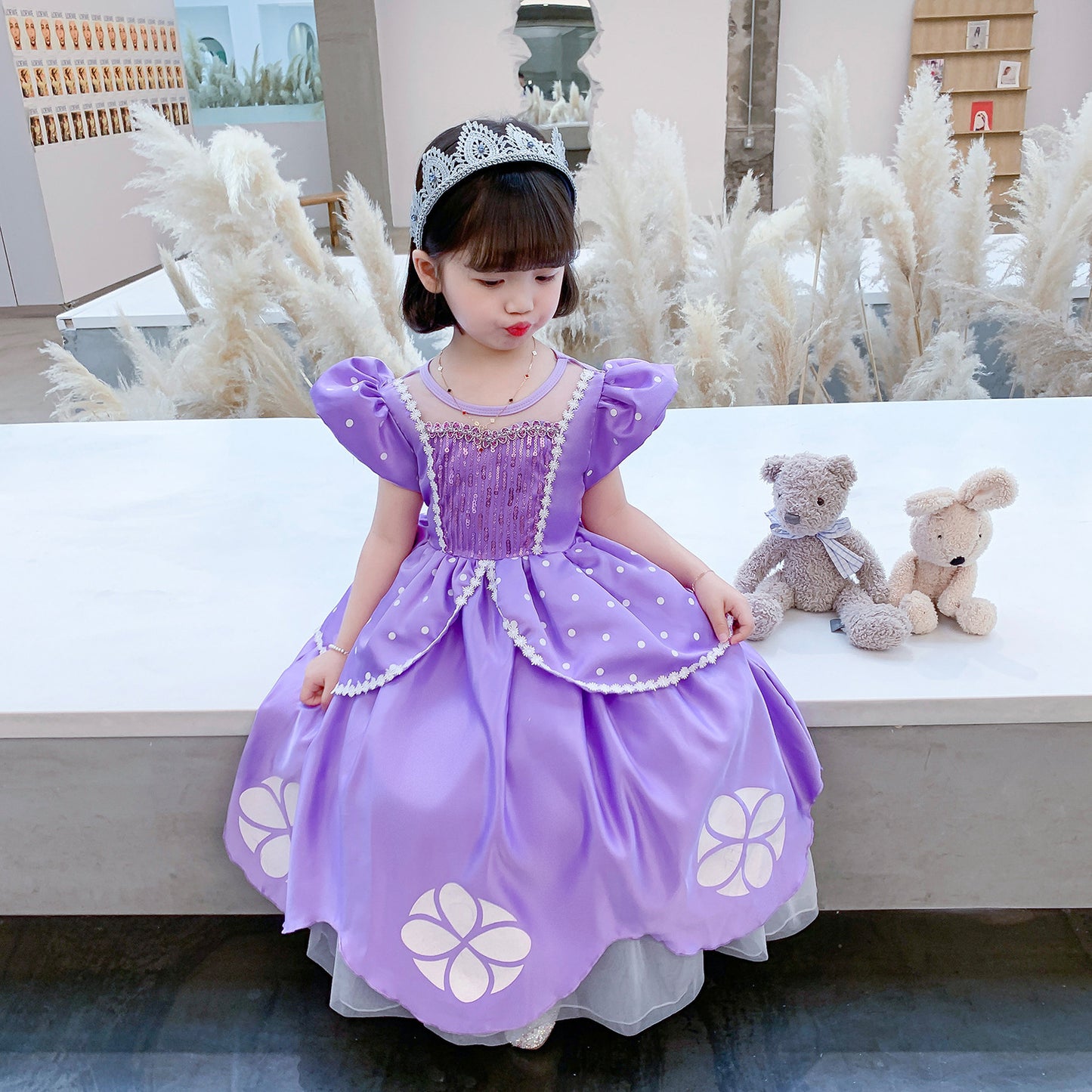 Children's Sophia Princess Skirt Short Sleeve Tulle Tutu Children's Dress