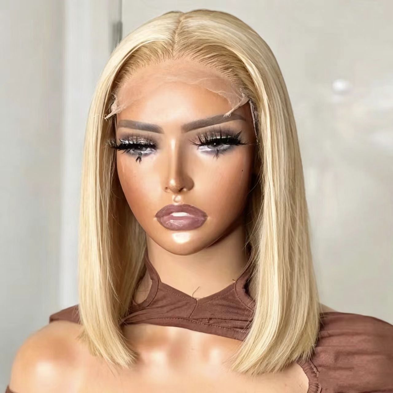 Cool Brazilian Bob With Frontal Human Wig Short Straight Hair