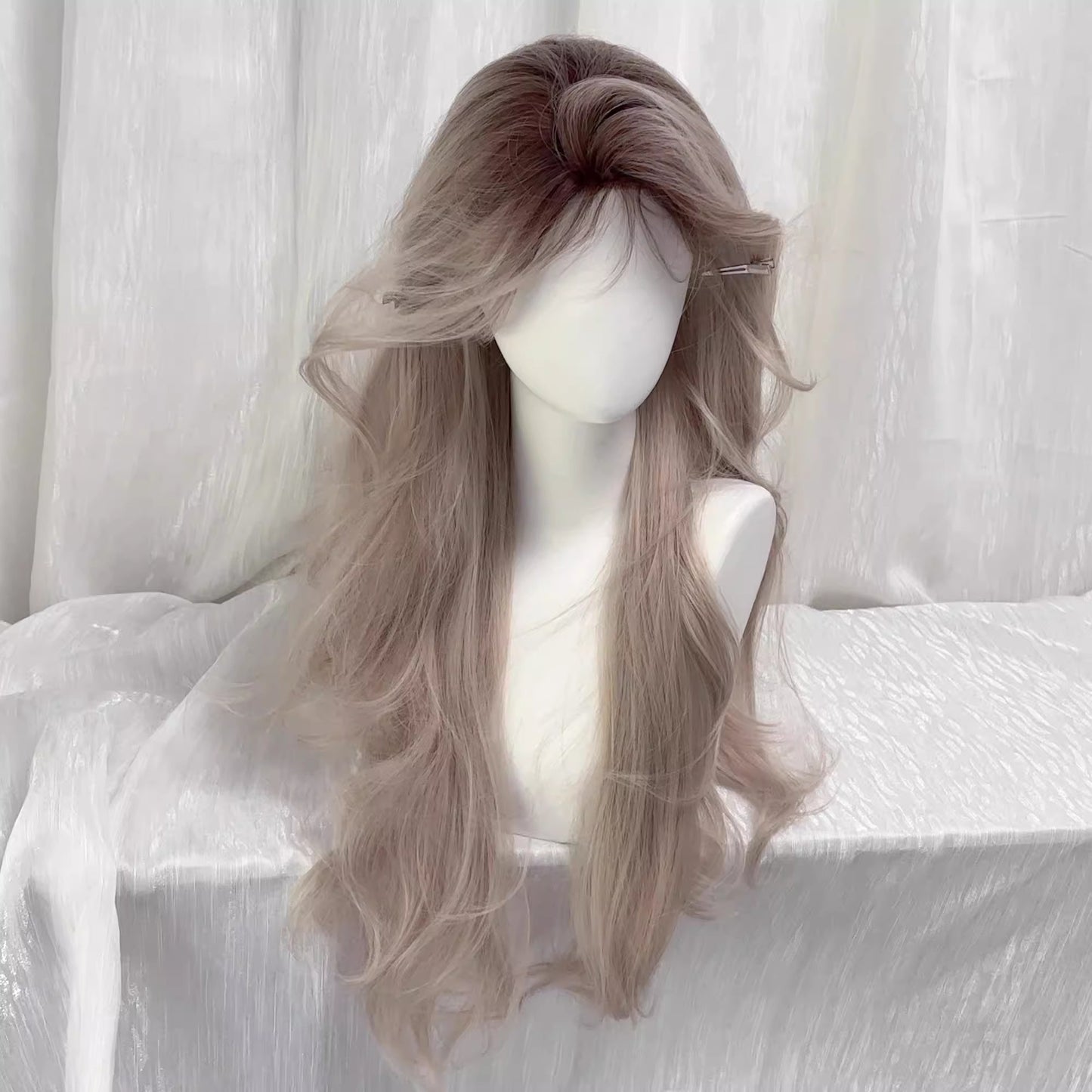 Women's American Style Maine Mid-length Bangs Curly Hair Wig Long Curls