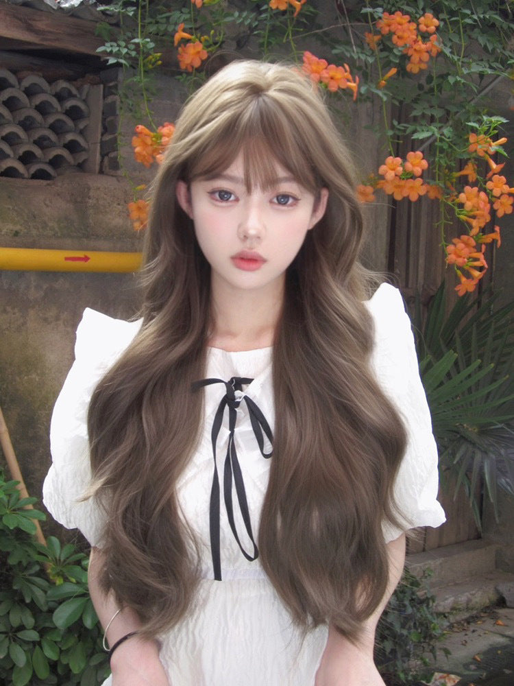 Front Curly Hair Straight Simulation Live Wig Long Curls
