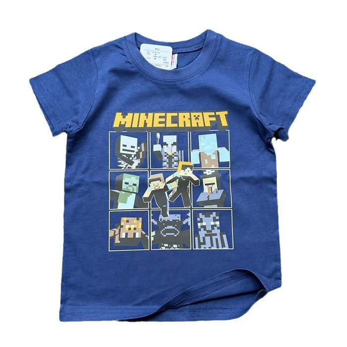 Children's Clothing Daily Order Summer My World Game Theme Series Solid Children's T-shirt