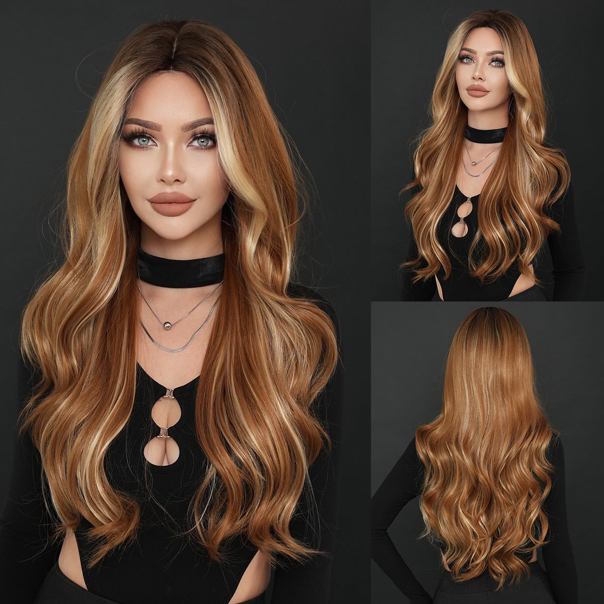 Women's Fashion Mid-point Dyed Curly Hair Sheath Big Wig Long Curls