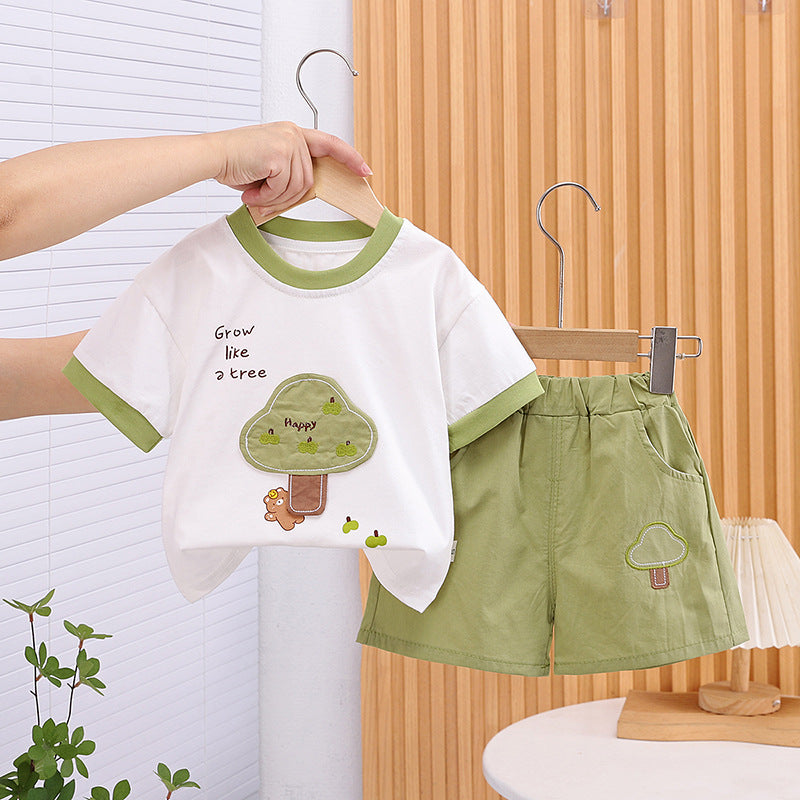 Boy Summer Clothes Set Mushroom Short Children's Suit