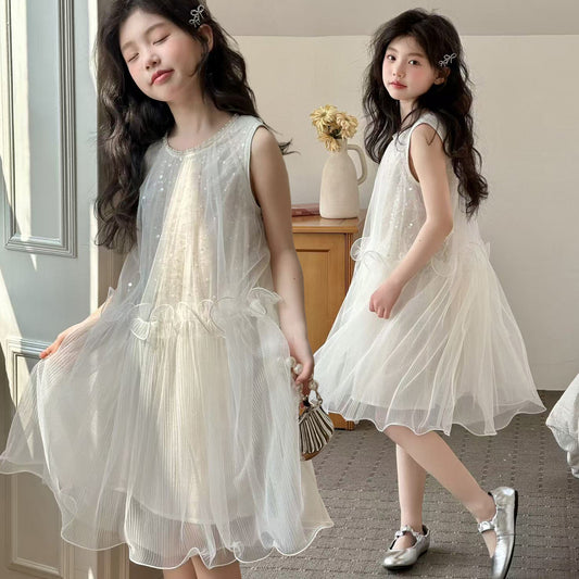 Children's Sequined Tulle Skirt Little Western Style Children's Dress
