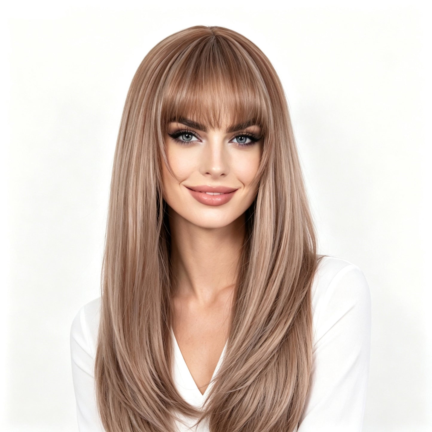 Women's Mid-point Dyed Fiber Head Cover Light Long Straight Wig