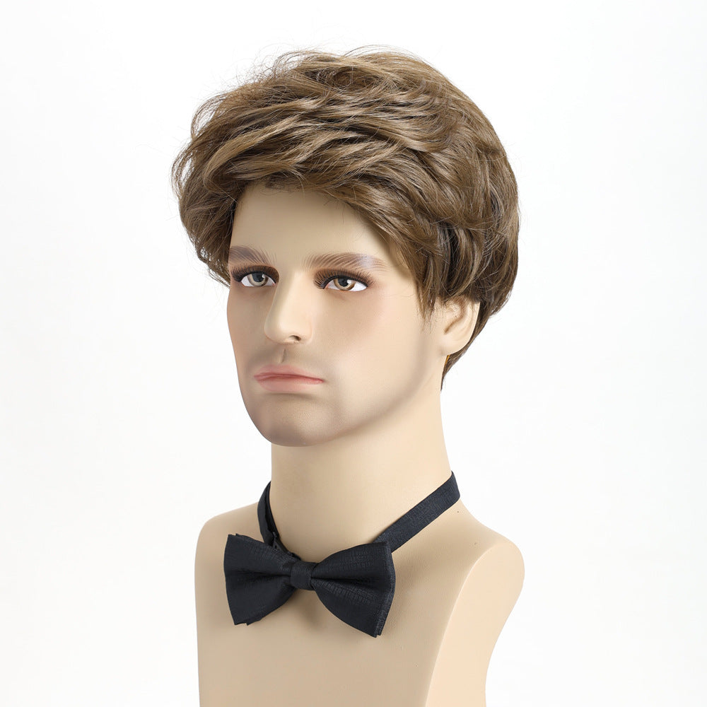 Men's Synthetic Wigs Fluffy Fashion Mixed Brown Short Men's Wig
