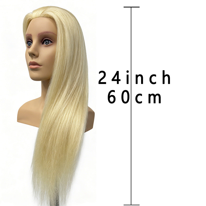 Training Mannequin Head Curly Braiding Perm Headband Shoulder Beige Thick Other Wig