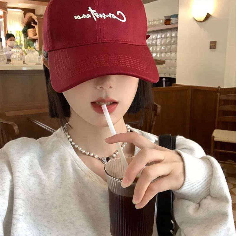 Hat One Fashion Wide Brim Baseball Cap Wig Short Straight Hair